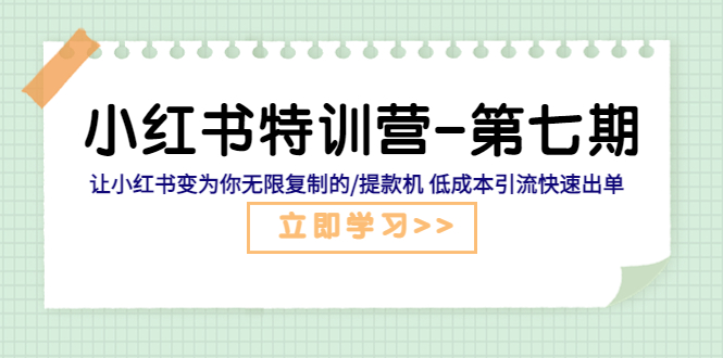 小红书特训营-第七期 让小红书变为你无限复制的/提款机 低成本引流快速出单_米豆学社-小新