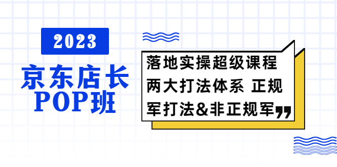 2023京东店长·POP班 落地实操超级课程 两大打法体系 正规军&非正规军_米豆学社-小新