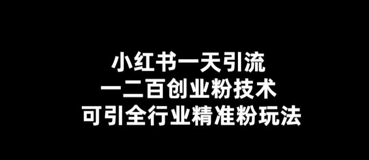 【引流必备】小红书一天引流一二百创业粉技术，可引全行业精准粉玩法_米豆学社-小新