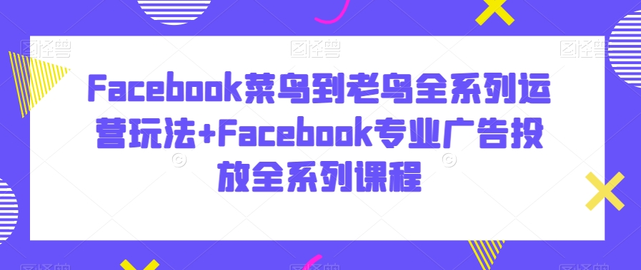 Facebook菜鸟到老鸟全系列运营玩法+Facebook专业广告投放全系列课程_米豆学社-小新