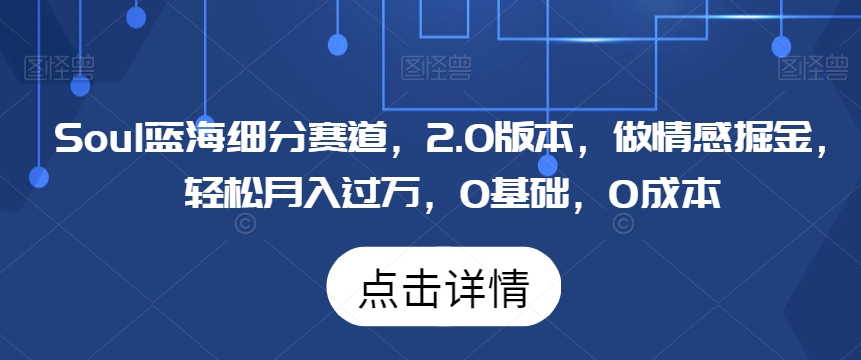 Soul蓝海细分赛道，2.0版本，做情感掘金，轻松月入过万，0基础，0成本_米豆学社-小新