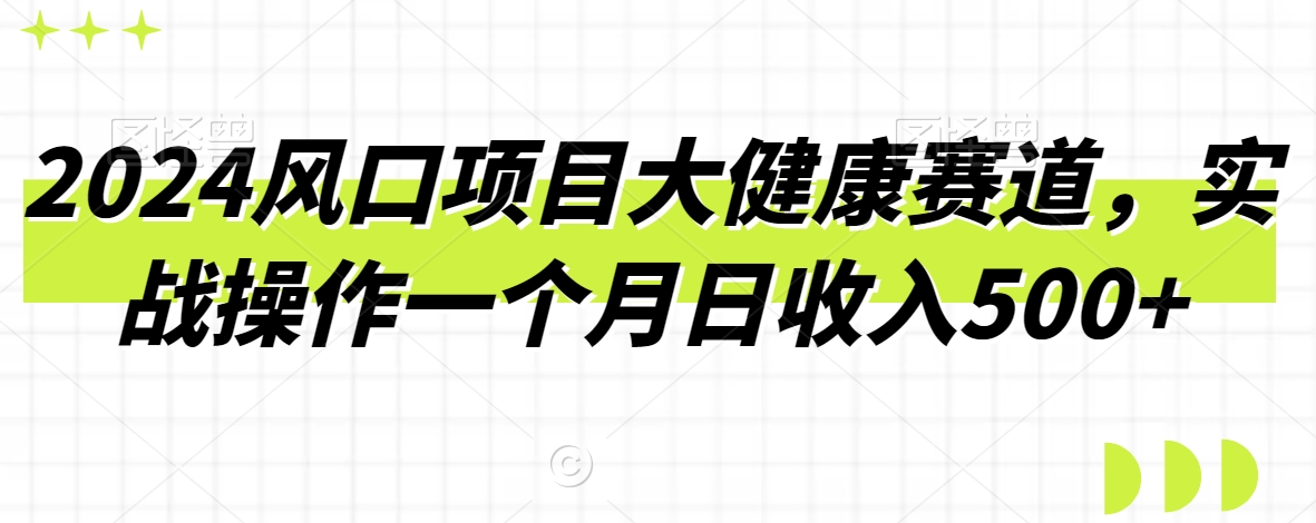 2024风口项目大健康赛道，实战操作一个月日收入500+_米豆学社-小新