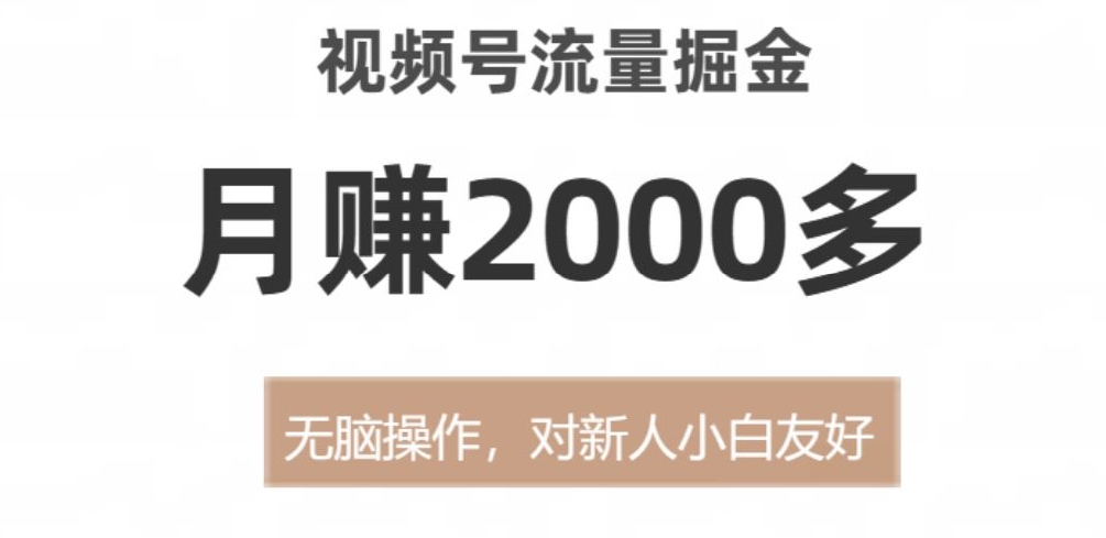 视频号流量掘金，月赚2000多，无脑操作，对新人小白友好_米豆学社-小新