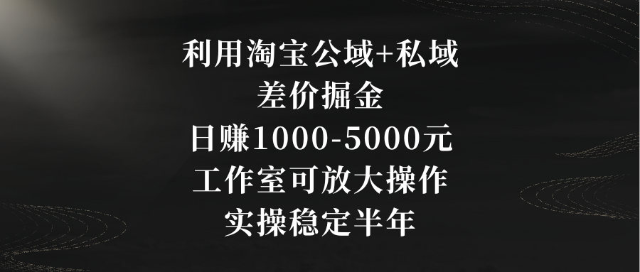 利用淘宝公域+私域差价掘金，日赚1000-5000元，工作室可放大操作，实操稳定半年_米豆学社-小新