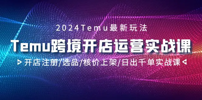 2024Temu跨境开店运营实战课，开店注册/选品/核价上架/日出千单实战课_米豆学社-小新