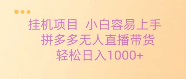 挂机项目拼多多无人直播带货，轻松日入1000+_米豆学社-小新