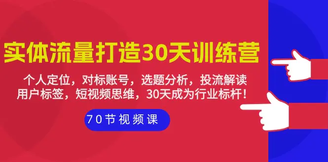 实体-流量打造-30天训练营：个人定位，对标账号，选题分析，投流解读-70节_米豆学社-小新