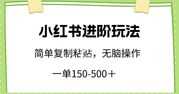 小红书进阶玩法，一单150-500+，简单复制粘贴，小白也能轻松上手_米豆学社-小新