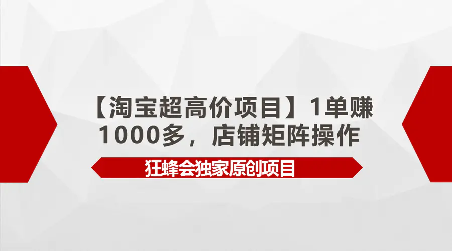 【淘宝超高价项目】1单赚1000多，店铺矩阵操作_米豆学社-小新