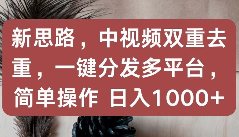 新思路，中视频双重去重，一键分发多平台，简单操作，日入1000+_米豆学社-小新