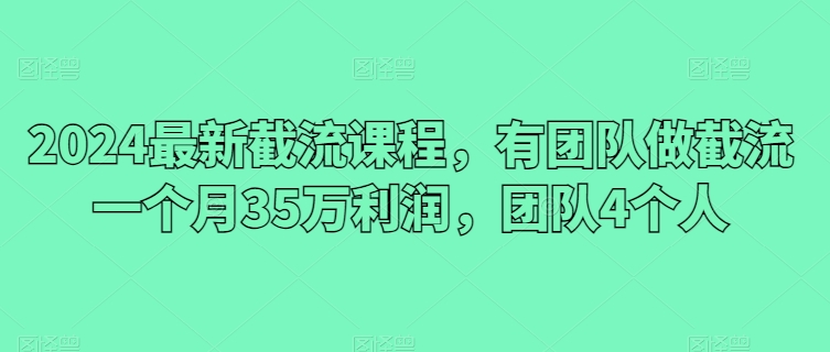 2024最新截流课程，有团队做截流一个月35万利润，团队4个人_米豆学社-小新