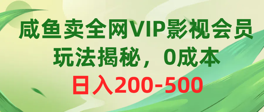 咸鱼卖全网VIP影视会员，玩法揭秘，0成本日入200-500_米豆学社-小新